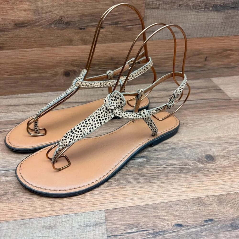 J. Crew size 7.5 Brown Leather Flip Flop Sandals Casual Chic
